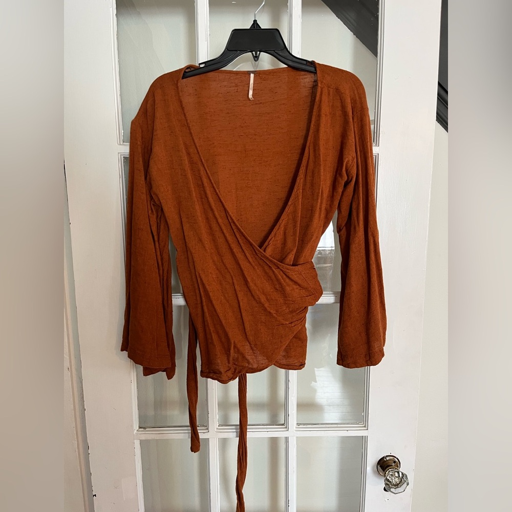 Free People Rust Wrap Blouse